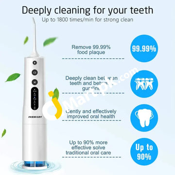 Water Flosser Pecham Rechargeable Oral Irrigator With 360Ml Tank 4 Modes & Jet Tips Ipx7 Waterproof